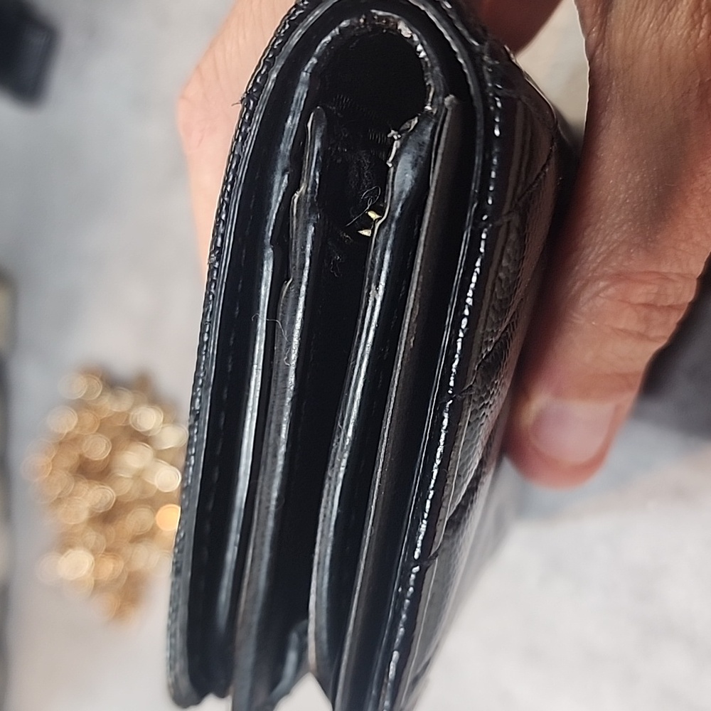 YSL Black Leather Caviar compact Wallet - Picture 3 of 15
